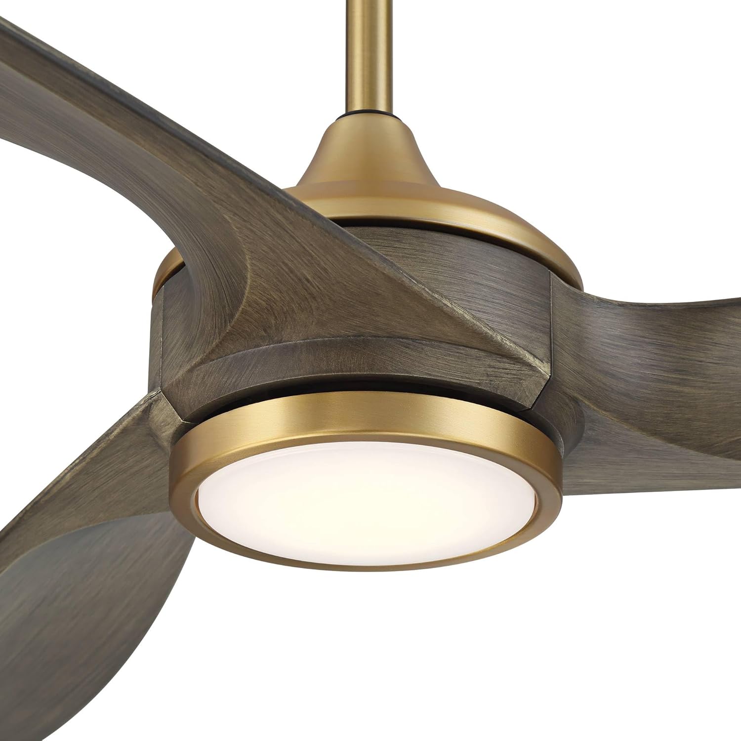 Casa Vieja 60" La Jolla Surf Modern Indoor Ceiling Fan 3 Blade LED Light Remote Control Soft Brass Finish Gray Oak Finish Blades Bedroom Living Room Kitchen Dining Room Decorative DC Motor Dimmable