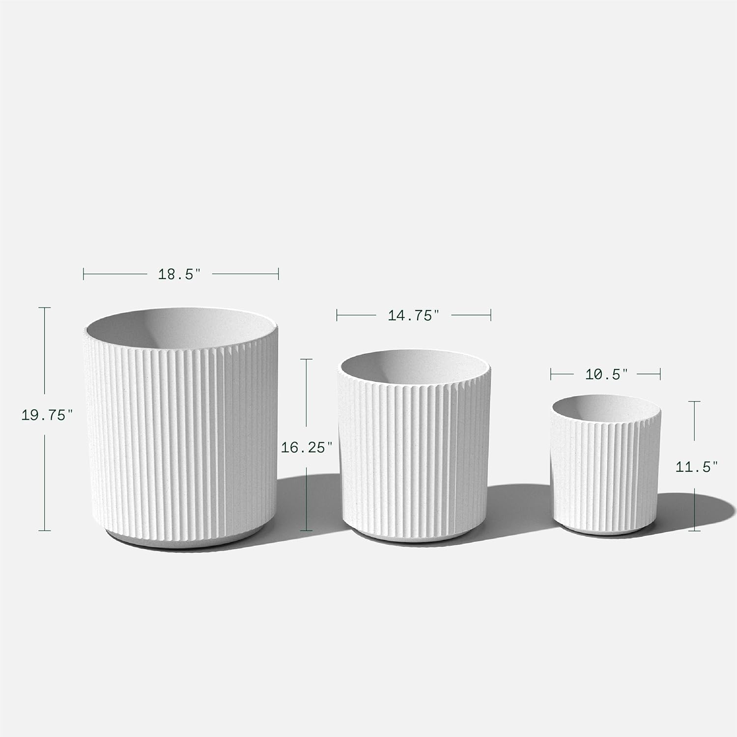 Veradek Demi Round White Plastic Planter Bundle (12 in. 16 in. 20 in.) DMV-BUN-W