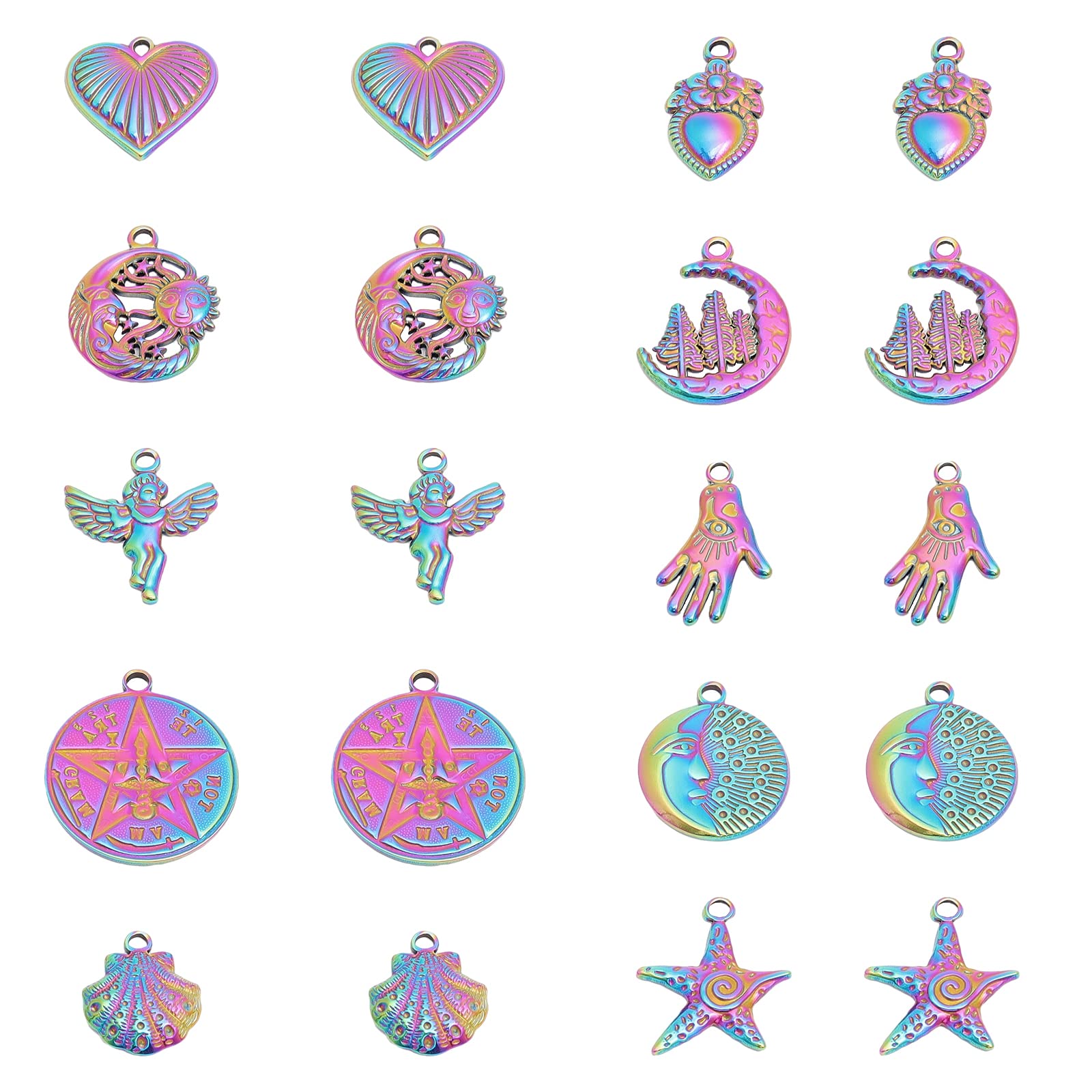 Pulseras aretes sin decoloración usando dijes arcoíris CHGCRAFT