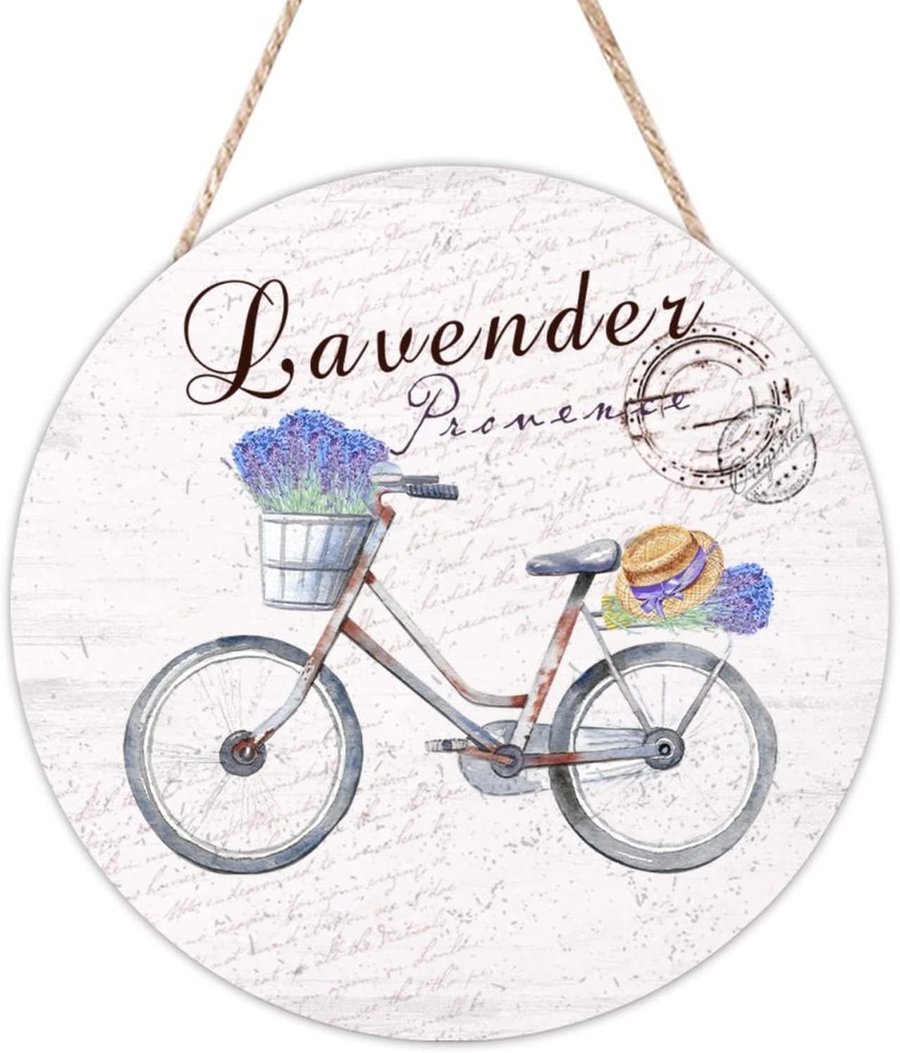 Lavender Wood Door Sign, Flower Front Door Sign, 16x16in Personalized Pattern Wall Door Hanging Sign Farmhouse Front Porch Decor Housewarming Gifts