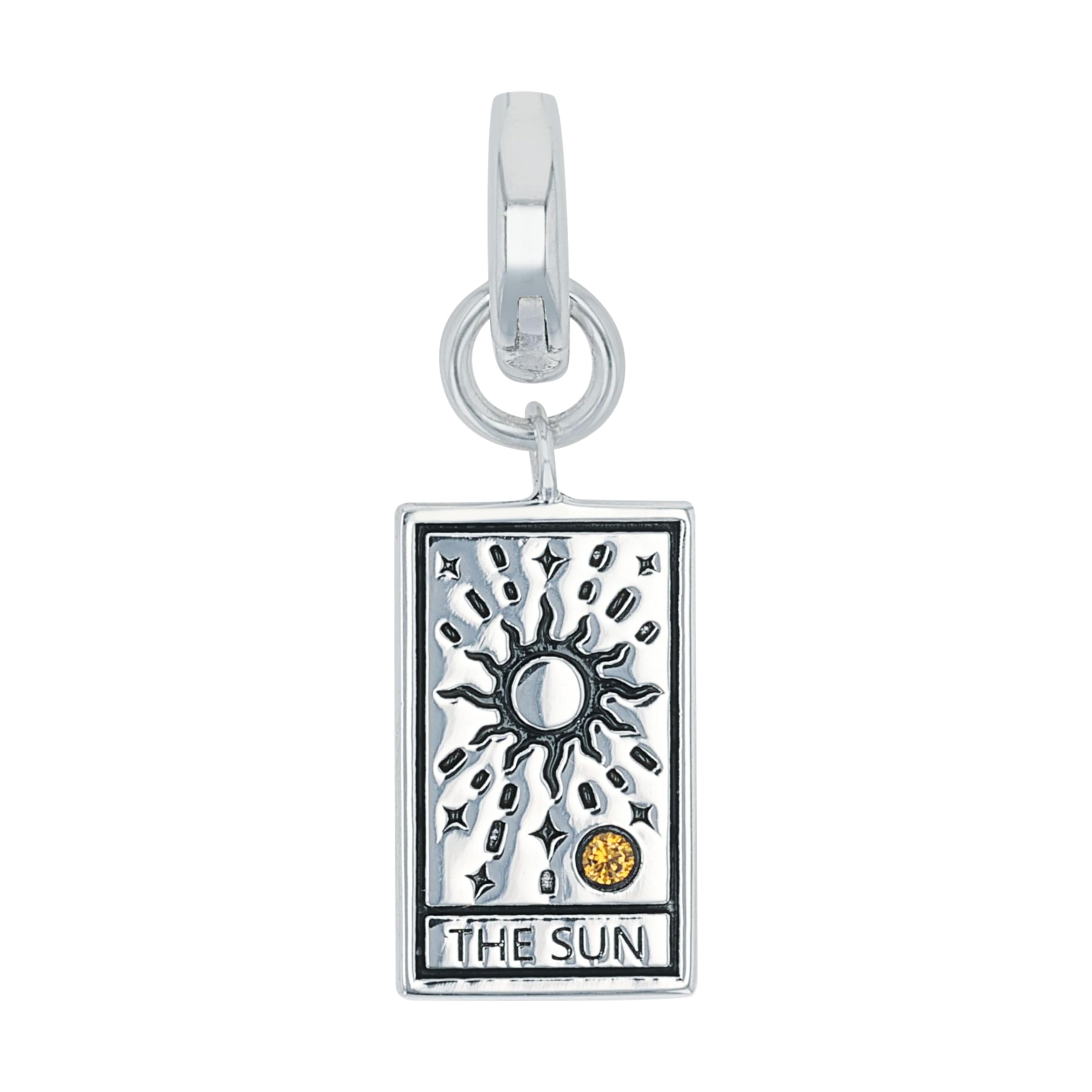 Amor Charm 925 Sterling Silber Damen Charms, mit Zirkonia synth., 2,2 cm, Silber, Tarotkarten, Kommt in Schmuck Geschenk Box