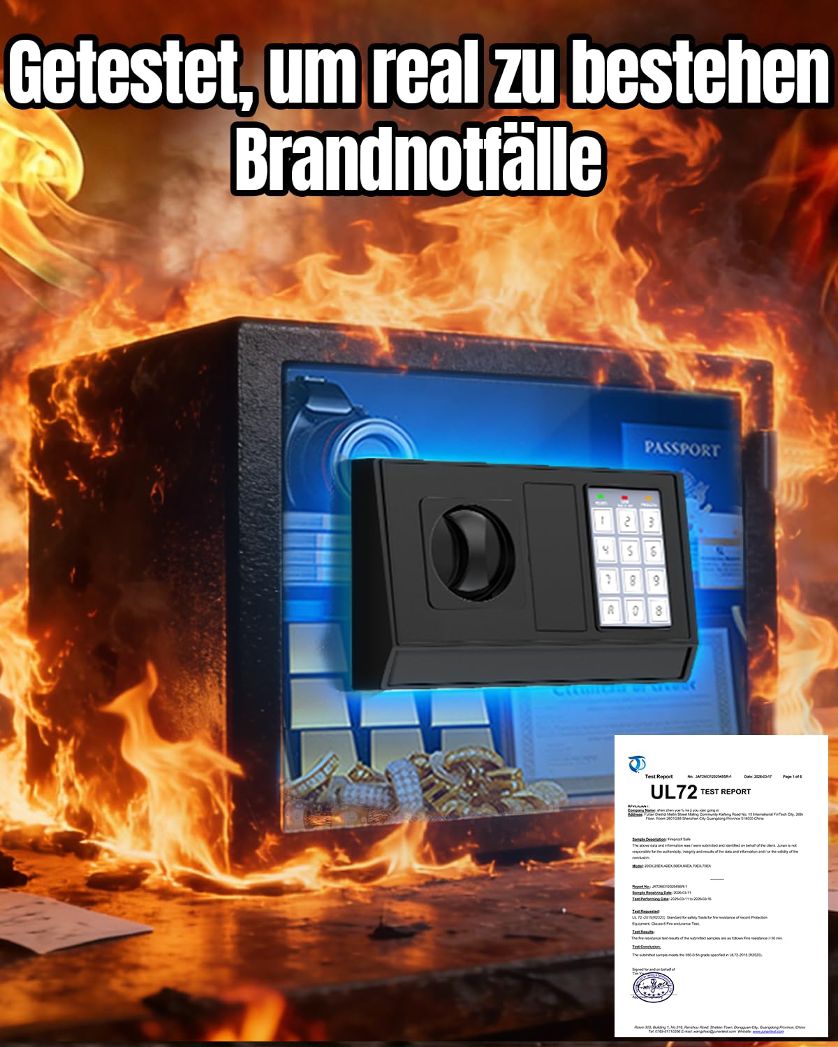 Cassaforte ignifuga di 35 minuti - Cassaforte da 1,25 piedi cubi per la casa, cassaforte ignifuga, scomparto di sicurezza con tastiere digitali per l'ufficio domestico, contanti, documenti, tastiera