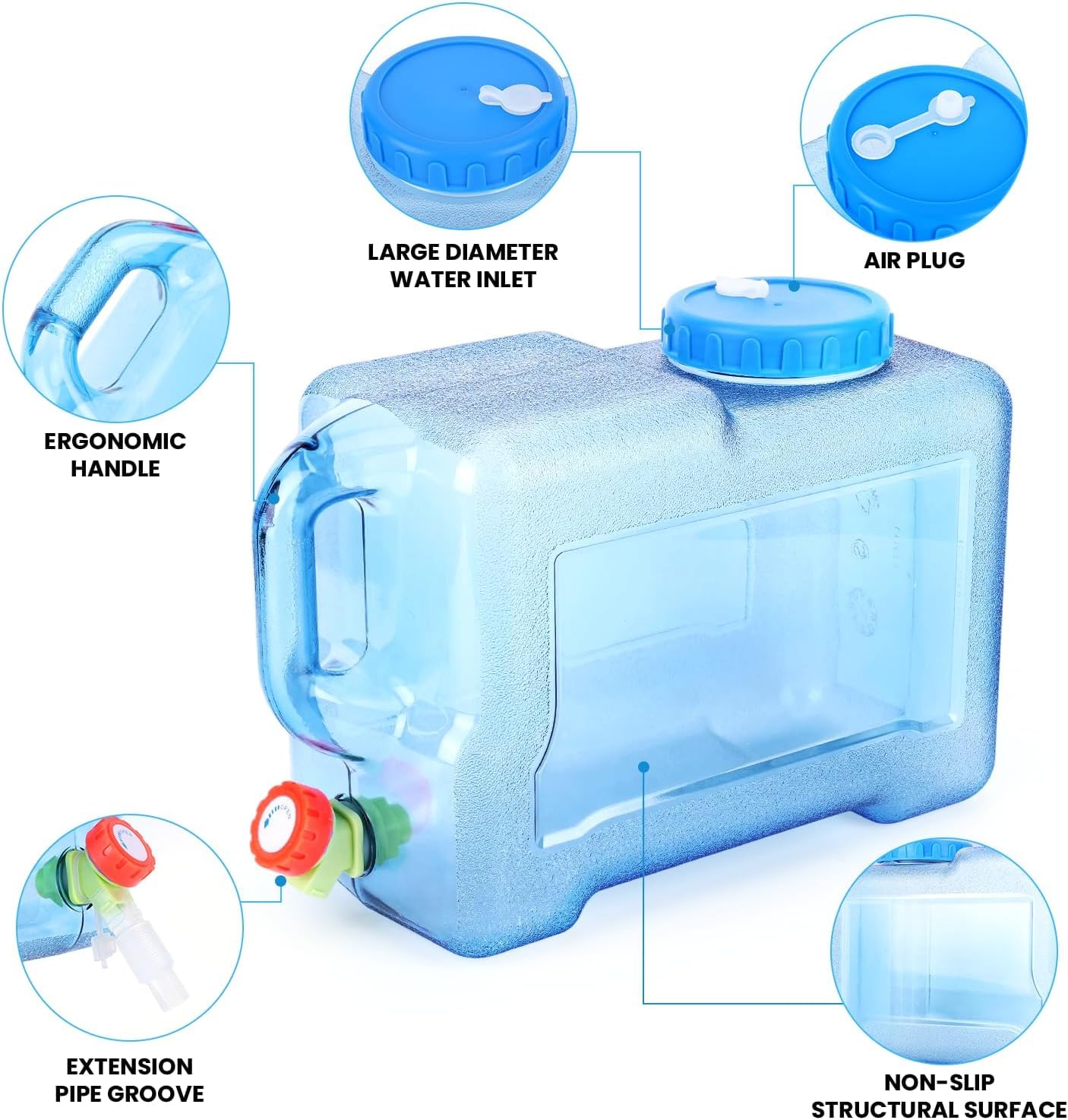 Reservoir Eau Camping Car Portable Bidon d'eau avec Poignée Jerrican Alimentaire avec Robinet