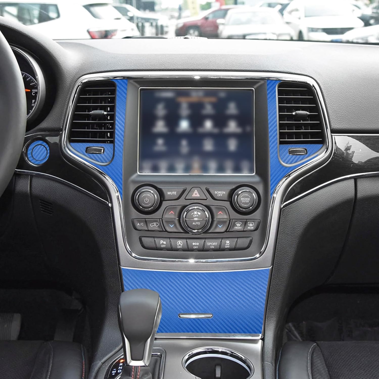 YAMUDA Compatible with Decorative Interior Protection Carbon Fiber Sticker for SUV Grand Cherokee 2014 2015 2016 2017 2018 2019 2020 2021 (Blue 43pcs)