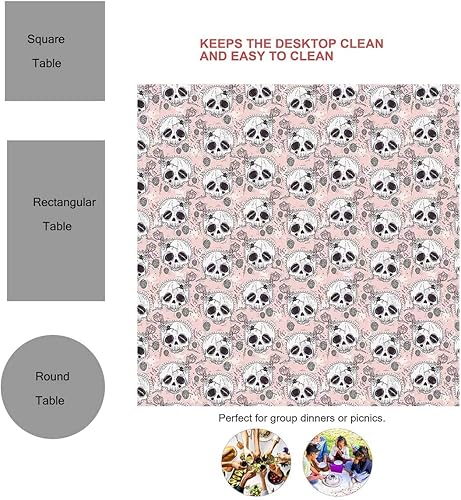Miniatura 3 de Skull Manteles De Mesa Elegantes Blanca, OnyXS, mesa de picnic a prueba de aceite, 54 x 72 pulgadas