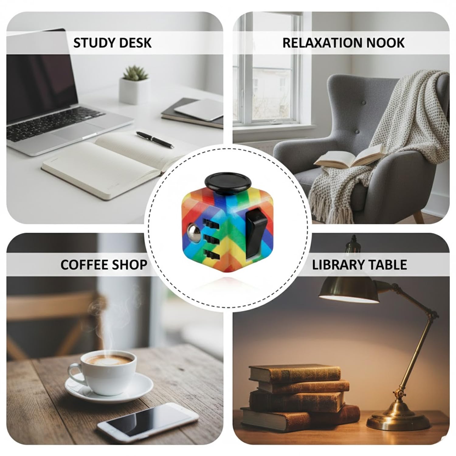 Lotsdonxia Fidget Cube - Multi-functional Stress Relief, 6-Sided Sensory Toy for Focus and Anxiety Management - Image 4