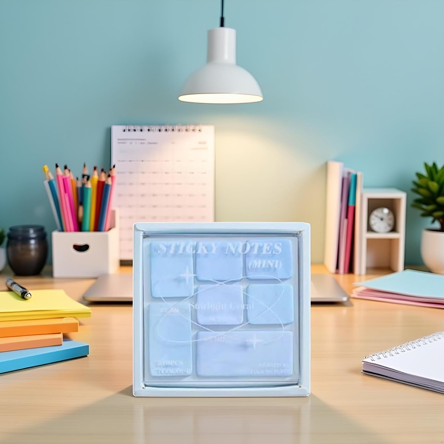 1Pc Blue Mint Small Sticky Notes,4 Styles Set,Cute School Supplies,Quick Removal,Self-Stick Note for Office School Personal Note Pads Convenient to Carry,Notebooks and Writing Pads,Pastel Colors - Image 3