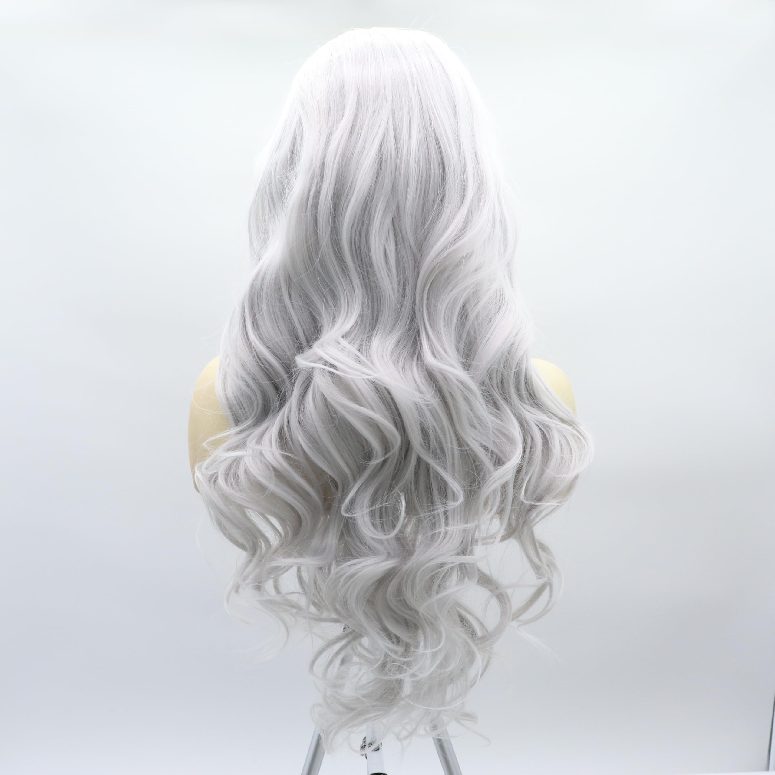 Amazon.com : xiweiya Silver Gray Lace Front Wig Hair Long 