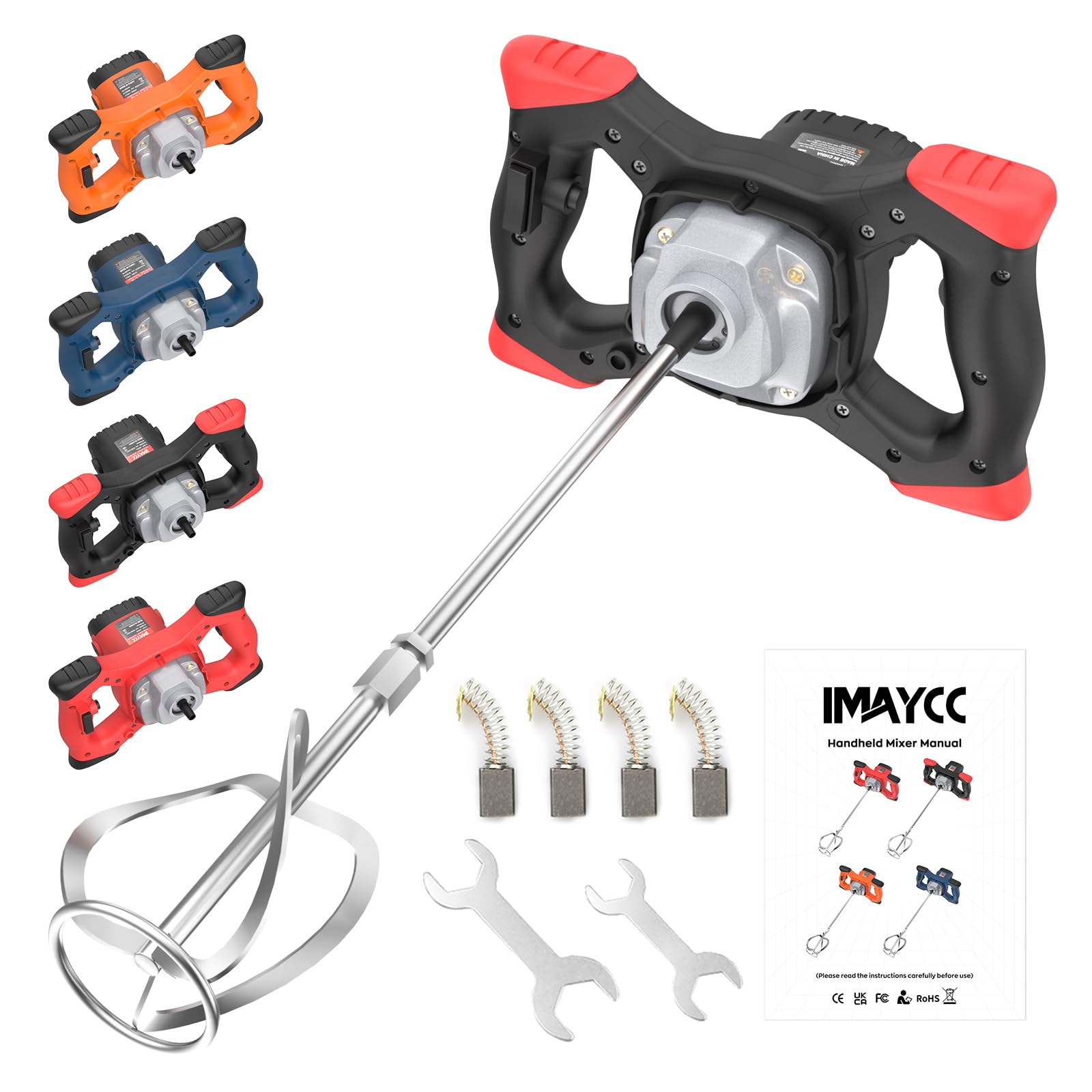 IMAYCC Malaxeur Mortier Colle 2100 W, Malaxeur Beton 220V, Melangeur Beton Avec 6 Vitesses, Betonniere Électrique, Idéal Pour Mélanger les Aliments, le Plâtre, la Peinture, le Ciment, le Mortier, Etc