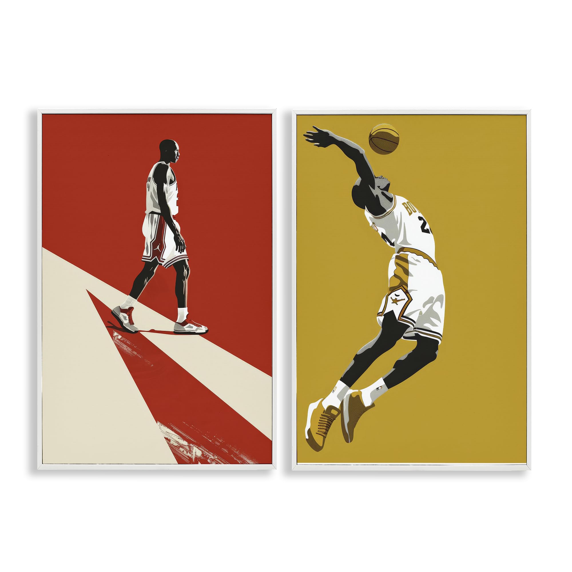 Stupell Industries Coastal White (Textured) Nba Champions Comic Basketball, 20 X 30 Inch Framed Giclée Print Set