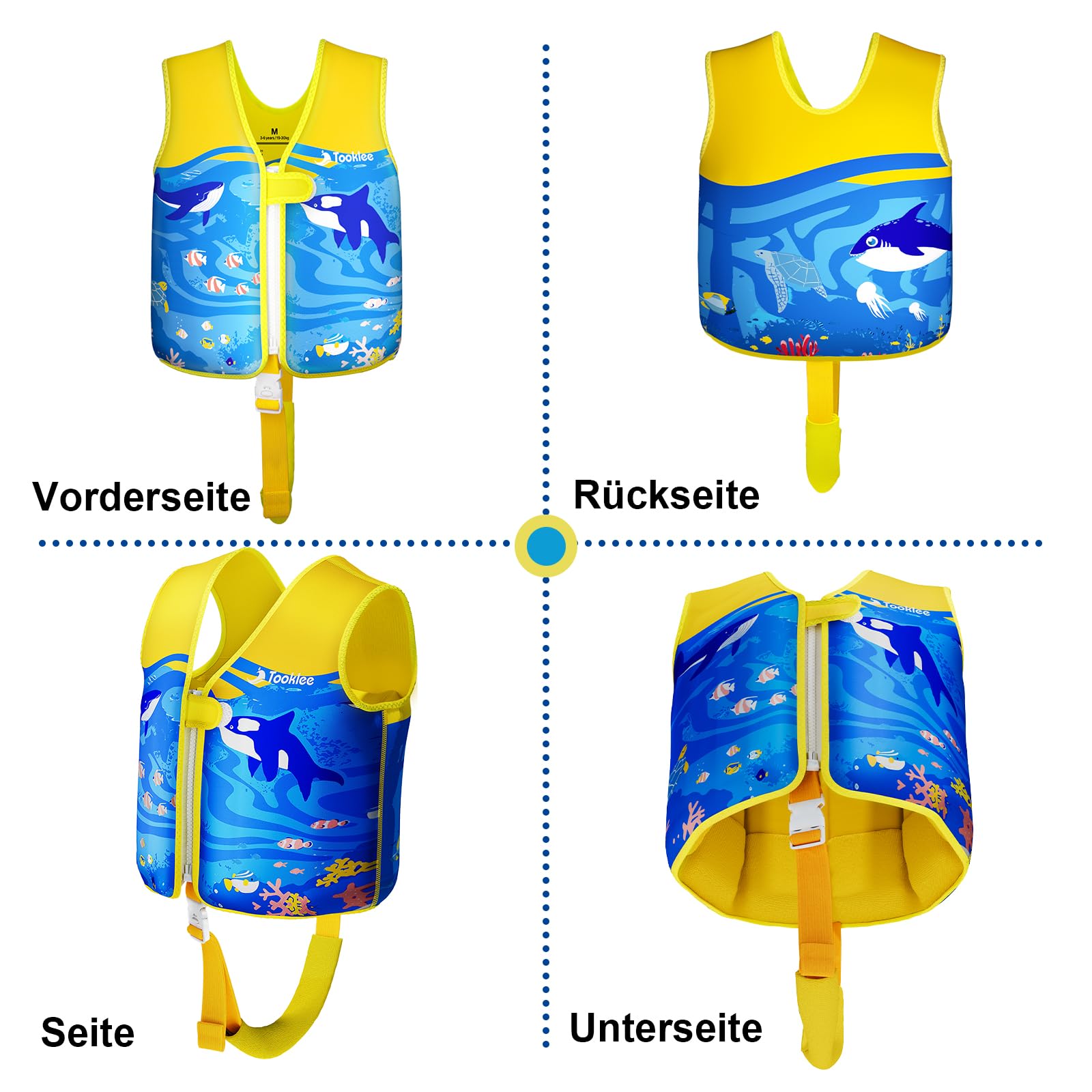 Verstellbare Schwimmweste Kinder, Neopren Schwimmhilfe Kinder, TÜV geprüfte & Sichere, Leicht und komfortabel, Baby Schwimmlernweste für Schwimmunterricht, Schwimmtraining-02A