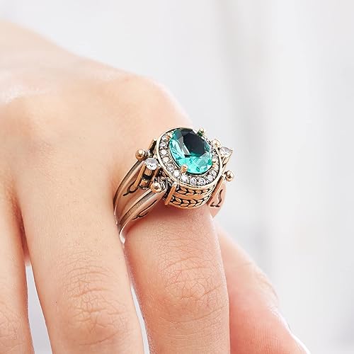 Vista 9 de Elegant Reversible 925 Sterling Silver Ring for Women Jewelry - Handcrafted in Turkey, Featuring Oval Cut Paraiba Tourmaline and Topaz 925 Sterling