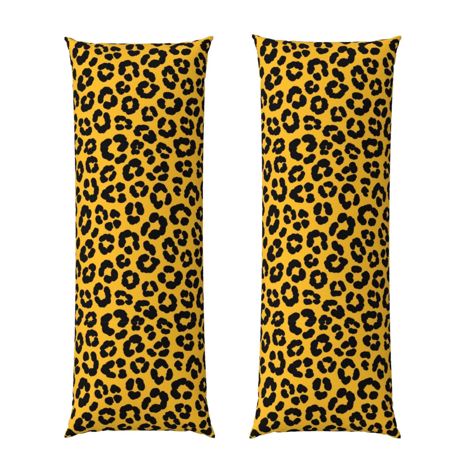 Pillowcase for Body Pillow 20x54, Wild Animal Cheetah Leopard Print Yellow, Premium Soft Brushed Fabric with Hidden Zipper, Breathable Machine Washable Cover for Bed Sofa