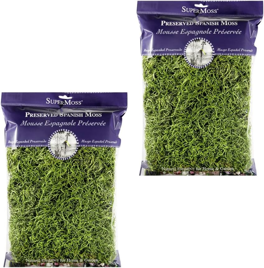 Super Moss 26912 Spanish Moss Preserved, Grass, 8oz (200 Cubic inch) (2)