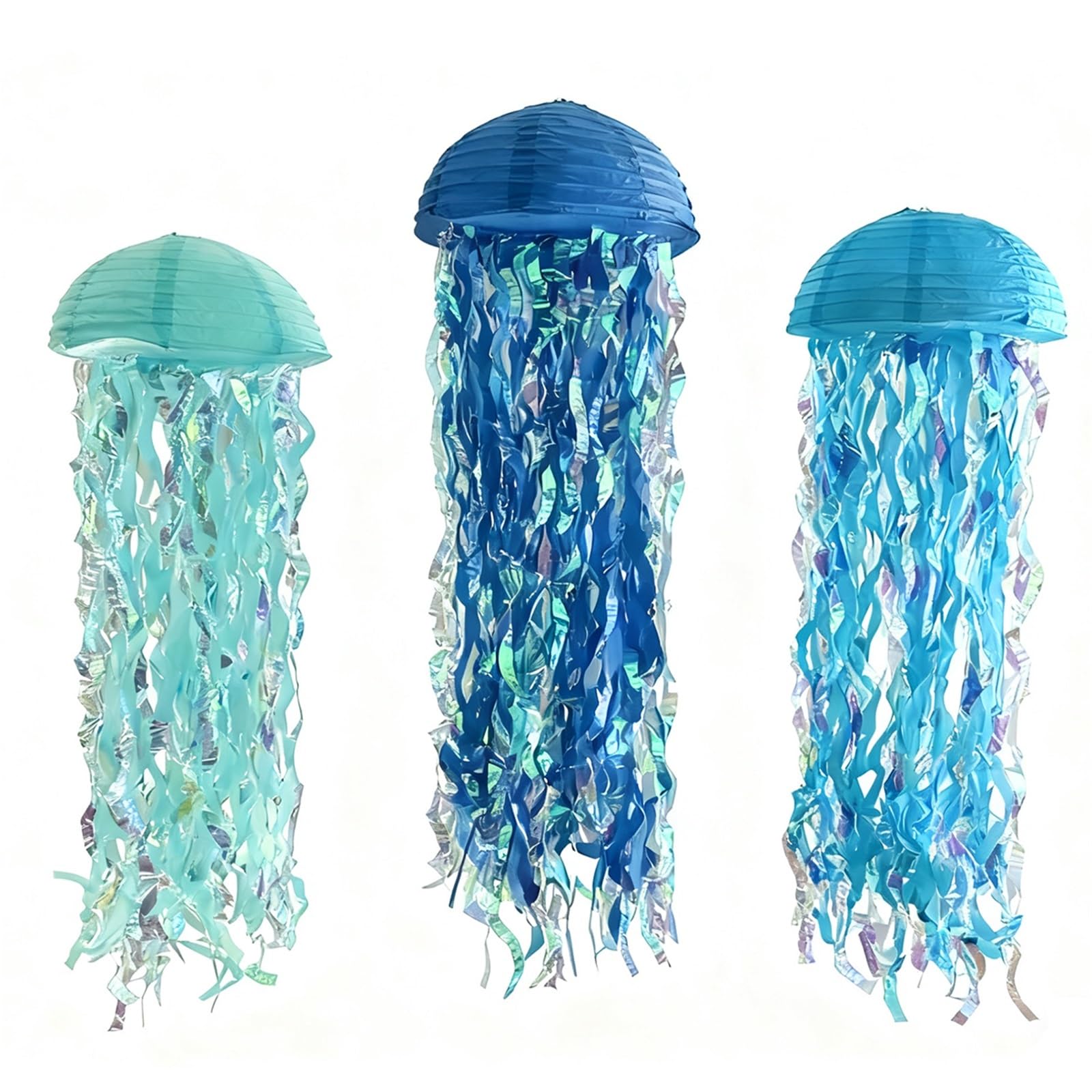 12Pcs Blue Jellyfish Paper Lanterns for Lighting