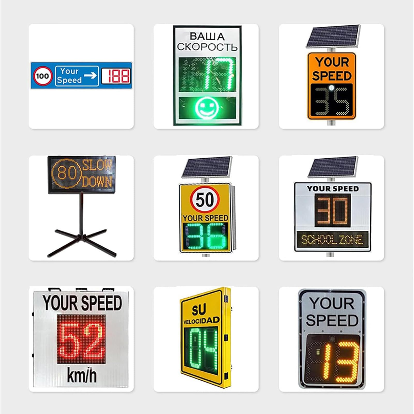 Señal de velocidad de radar con energía solar, señal de retroalimentación de tráfico, reflectante de alto brillo, fácil instalación, advertencia de velocidad de aluminio para seguridad vial, visible a