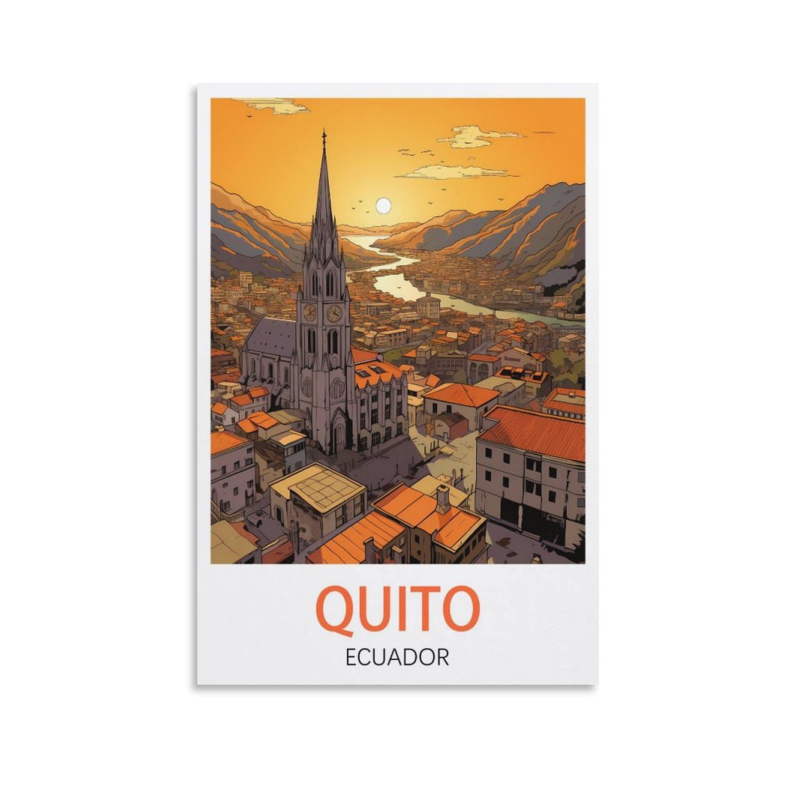 LCYUAOPP Quito Ecuador Vintage Travel Poster 20x30inch(50x75cm) Canvas Art Poster And Wall Art Picture Print Modern Family Bedroom Decor Posters