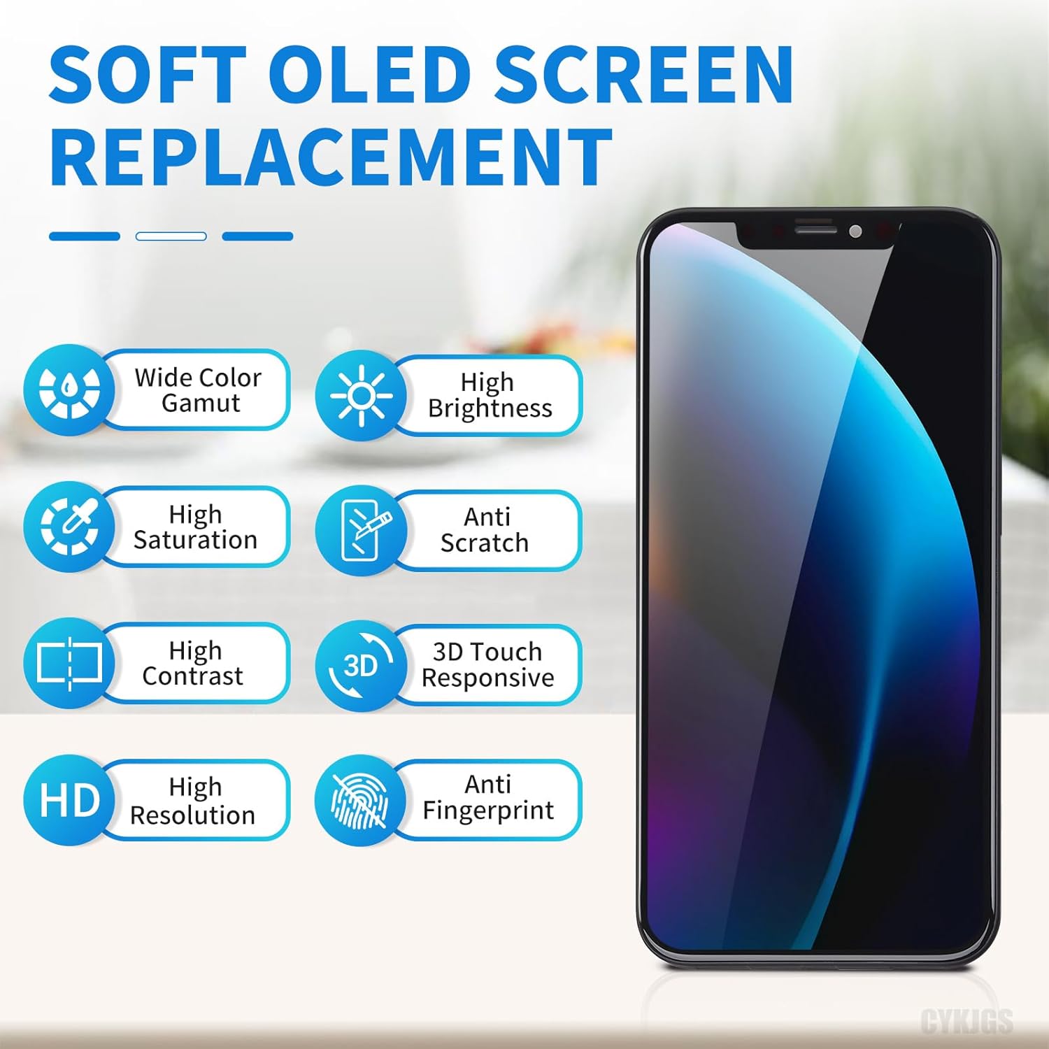 [Soft OLED] for iPhone Xs MAX Screen Replacement with Front Speaker Proximity Sensor 3D Touch Display Digitizer 6.5" Full Assemble Repair Fix Tool Kit Front Glass A1921 A2101 A2102 A2104
