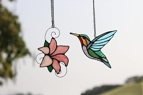 Miniatura 3 de Colgantes de ventana de pájaros de vidrieras, decoraciones de colibrí de vidrieras, atrapasoles de pájaros para decoración de ventanas, regalos