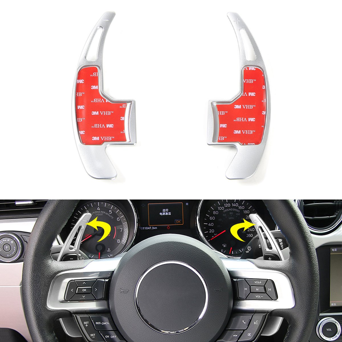 Car Steering Wheel Shift Paddle Shifter Trim Cover for Ford Mustang 2015-2017