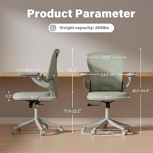 Miniatura 2 de GYI Silla de oficina ergonómica, silla de escritorio de malla con soporte lumbar ajustable y brazos abatibles 3D, silla de computadora con ruedas,
