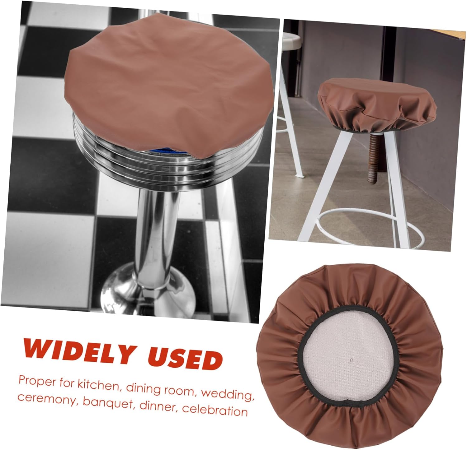 5pcs Round Leather Stool Cover Elastic Design for Easy Installation Reusable and Washable Fits Round Bar Stools Cover