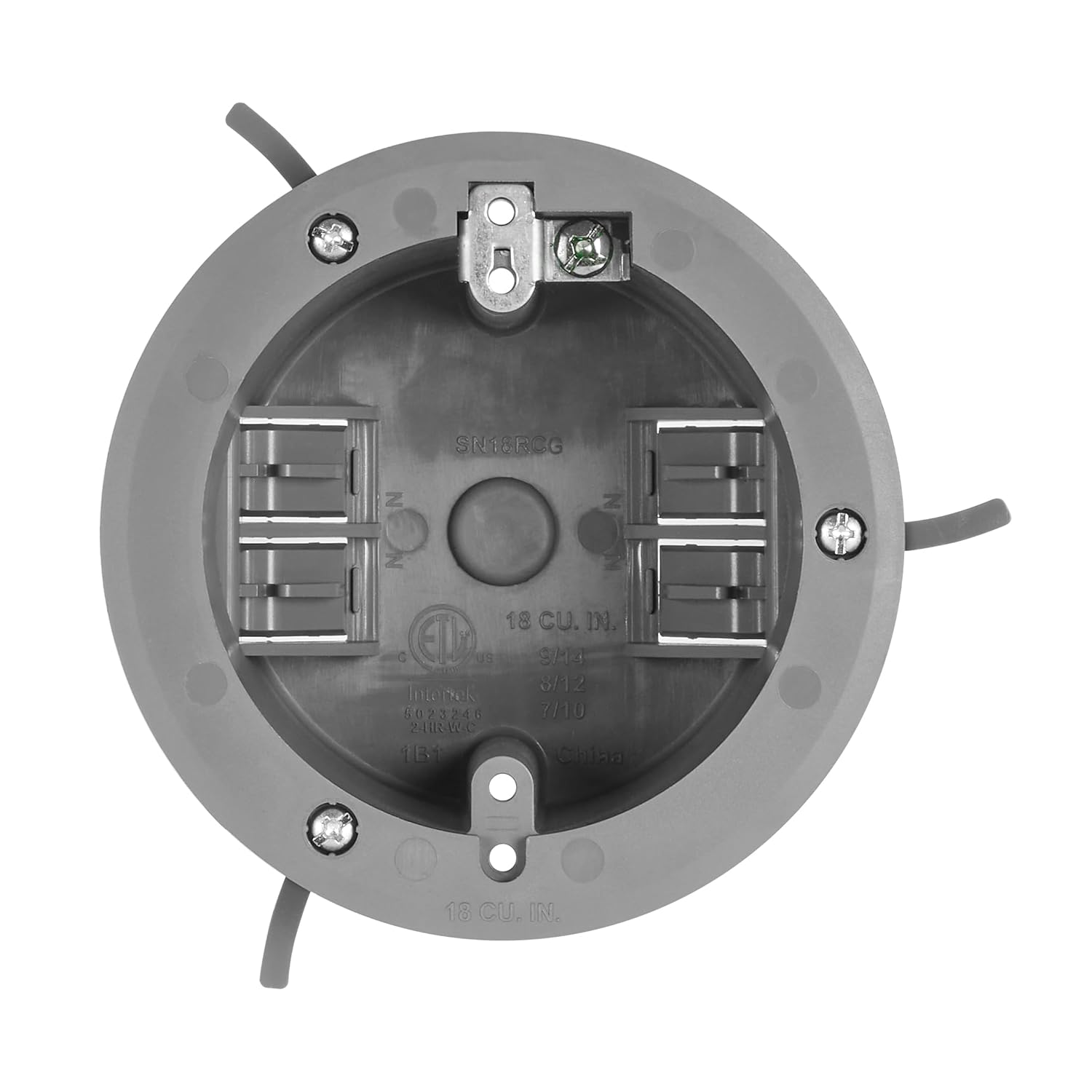 Maxxima 18 cu. in. PVC Old Construction Ceiling Electrical Junction Box, Old Work Non-Metallic Ceiling J-Box, ETL Listed, 2 Hour Fire Rating, Gray, 10-Pack