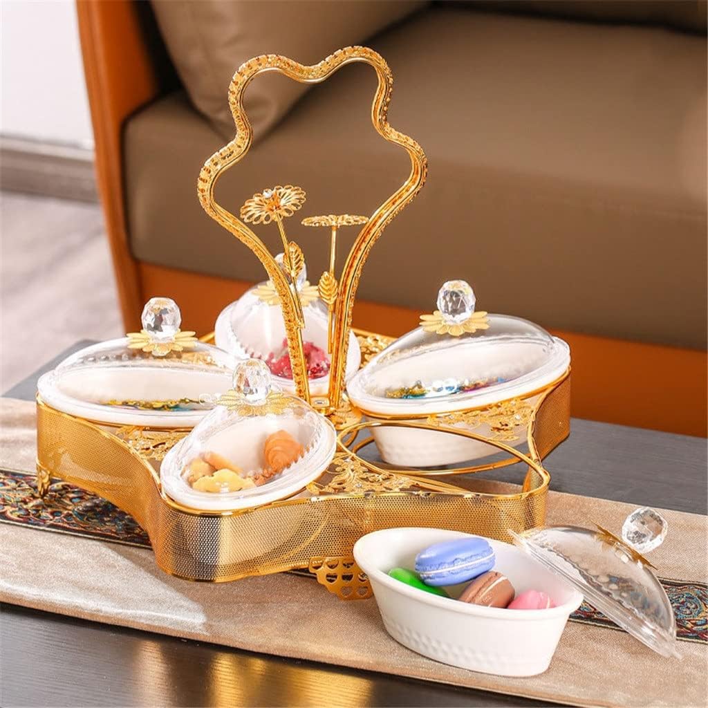 Wrought Iron Grid with Lid Dry Fruit Box European-Style Candy Plate Home High-end Coffee Table Creative Fashion Fruit Plate (Color : A, Size : One Size) (A One Size) image 3