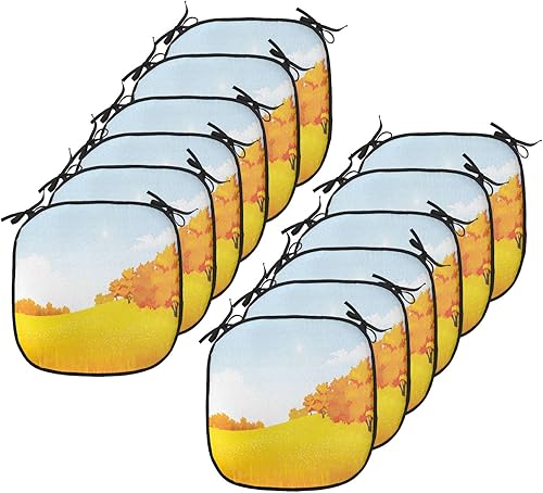 Miniatura 48 de Lunarable Cojín retro para silla, dibujo de chica a la moda en tierra primavera campo margaritas arte, acolchado de asiento para cocina y patio con