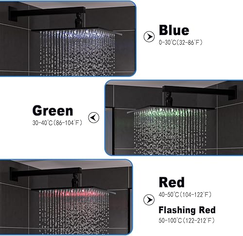 Miniatura 7 de Enga - Sistema combinado de cabezal de ducha de lluvia de techo de 12 pulgadas con chorros de cuerpo y de mano y juego de accesorios de grifo de