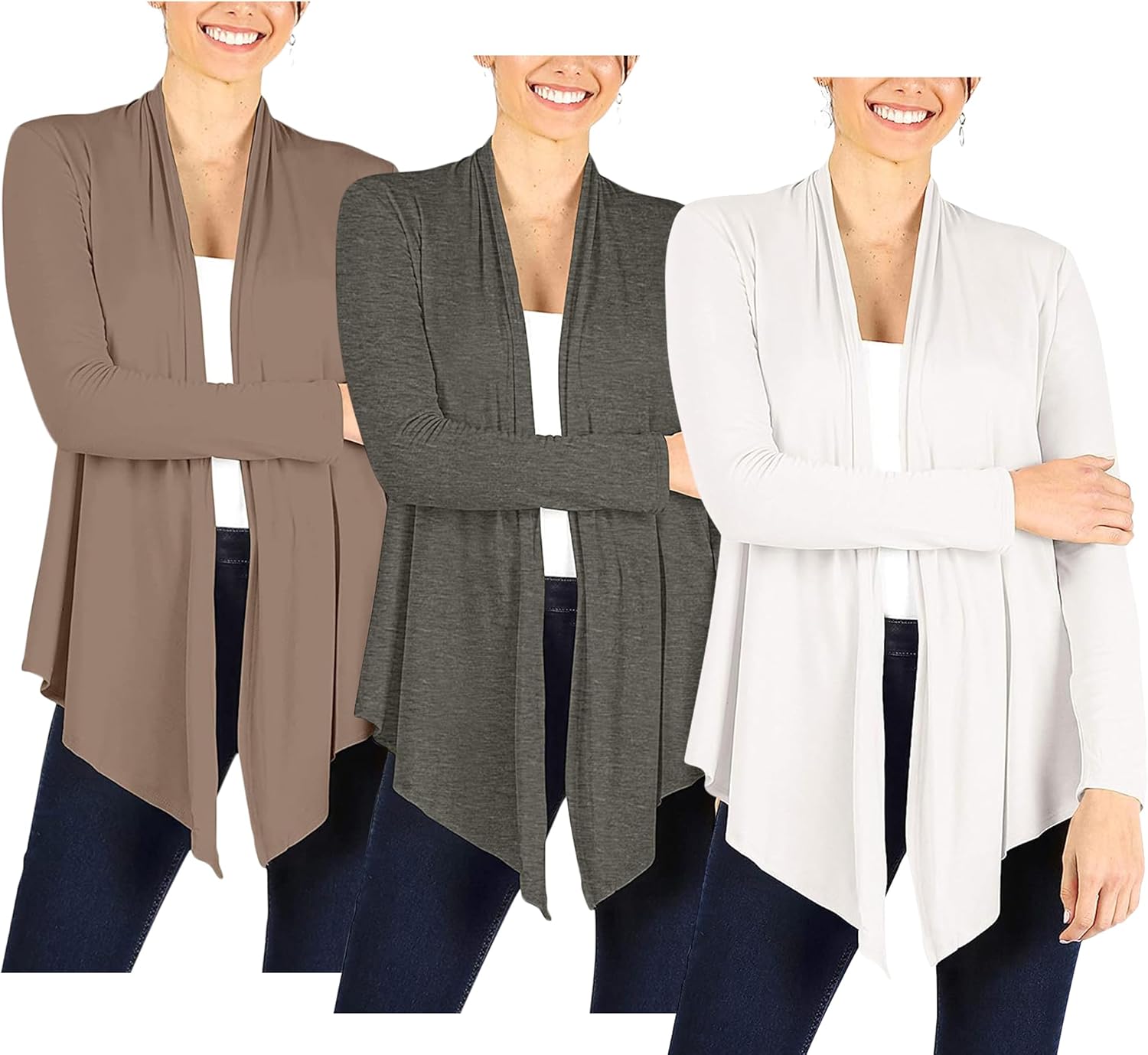 Simlu 3 Pack Lightweight Cardigans for Women Reg and Plus Size Light Cardigans for Women Summer Long Sleeves