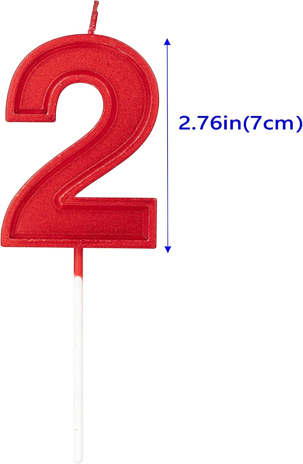 2.76in Birthday Candles Glitter Cake Red Number 2 Candles Topper Decoration for Wedding Anniversary,Party Celebration (RED Number 2)