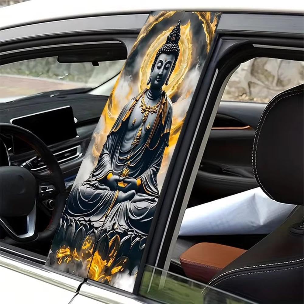 Car B Pillar Waterproof Center Column Buddha Statue Stickers Auto Parts image 5
