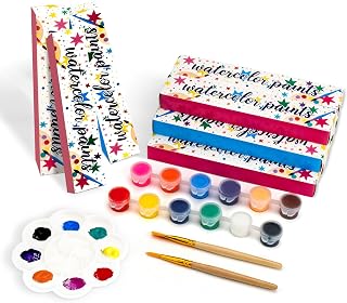 15 Pack Acrylic Paint Kits with Brushes & Palette, 12 Colors Paints Strips, Art and Crafts, Classroom Party Favors Painting Tools, Gift for Kids (15, 12 colors paint&brush&palette)