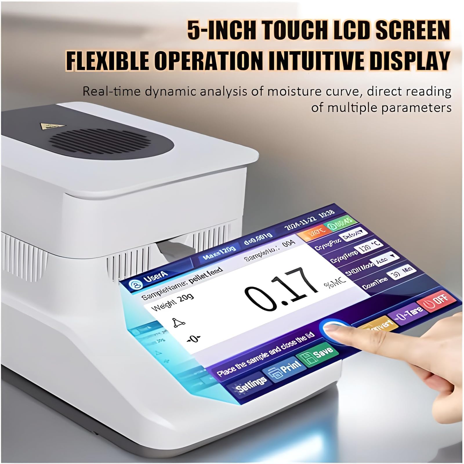 Analizador De Humedad Halógeno, Medidor De Humedad De Laboratorio De Alta Precisión De 0,001-0,005 g Con Pantalla Táctil, Calentamiento De 40 A 180 ℃, Probador Digital De Humedad Para Gran 120G/0.001