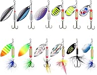 TRUSCEND Rooster Tail Spinner Baits - 12pk Fishing Lures for Trout Bass Walleye Pike Crappie - Freshwater Saltwater Copper Blade