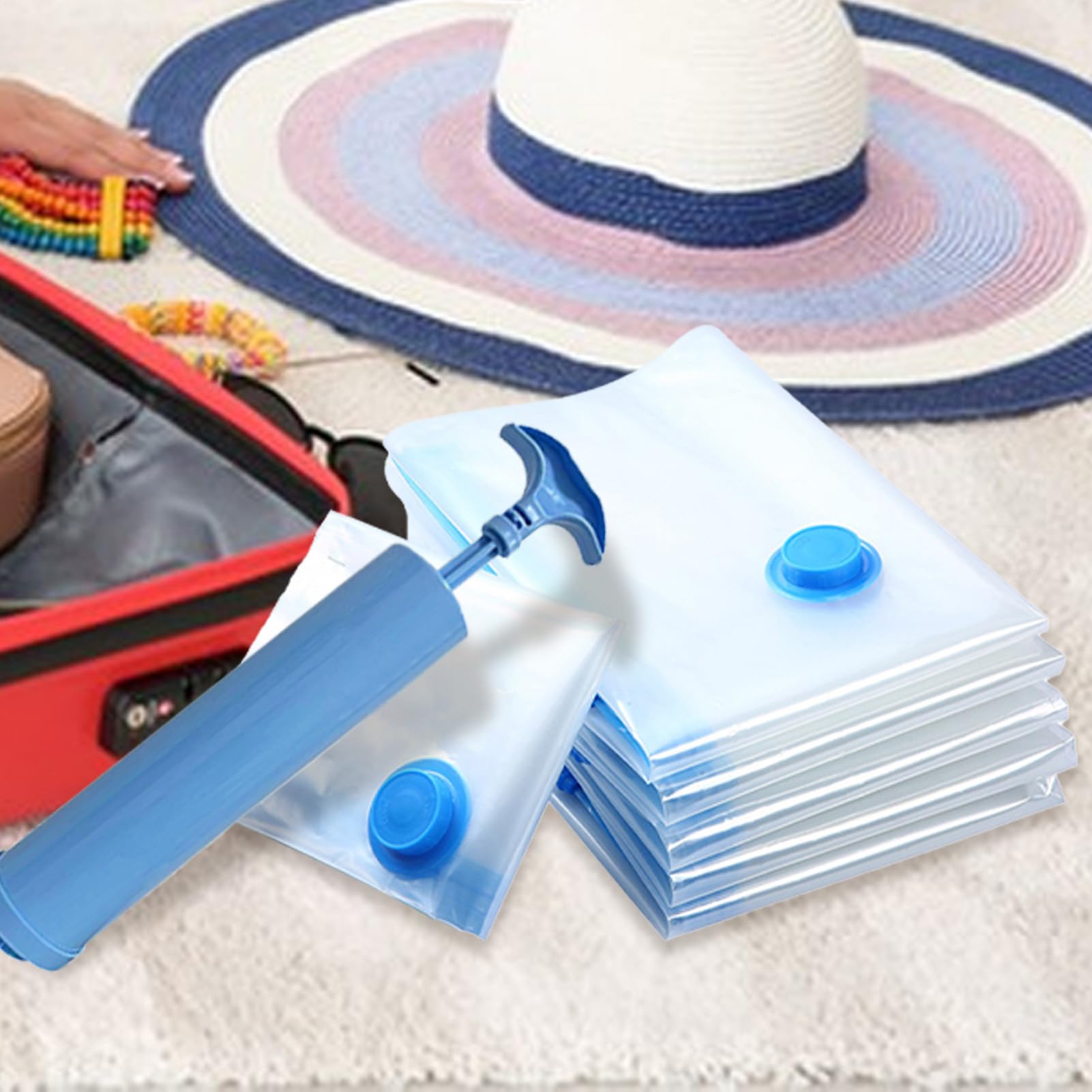 Bolsas De Almacenamiento Al Vacío Organizador De 10 Piezas Reutilizable | Juego De Bolsas De Vacío Para Viaje Para Embalaje Mudanza Armario Ropa De Cama Estacional Ma