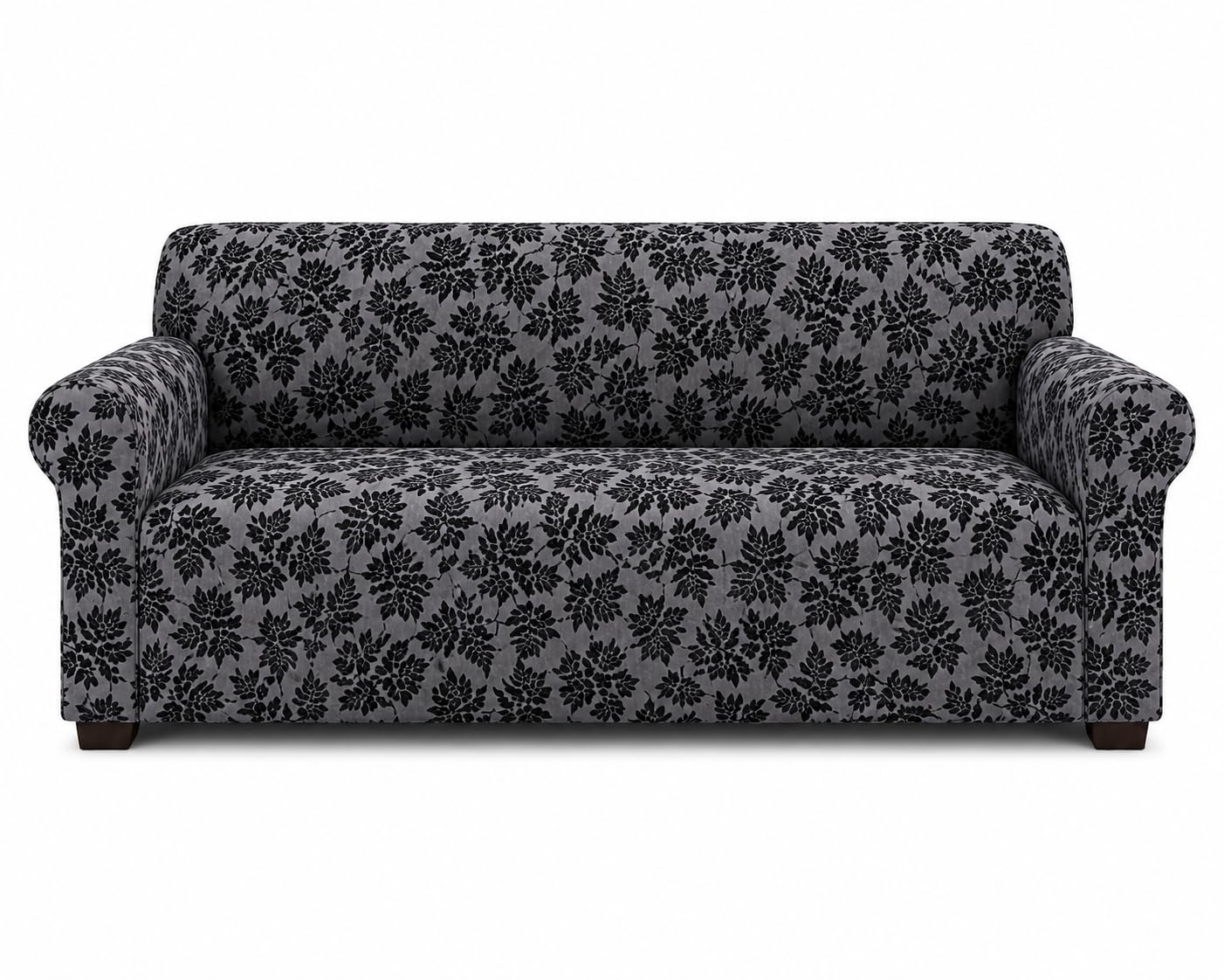 3 Seater Stretchable Sofa Cover, Grey Black Floral | 1 Seater, Stretchable Fit, Frill Design, Sofa Protector-image-35