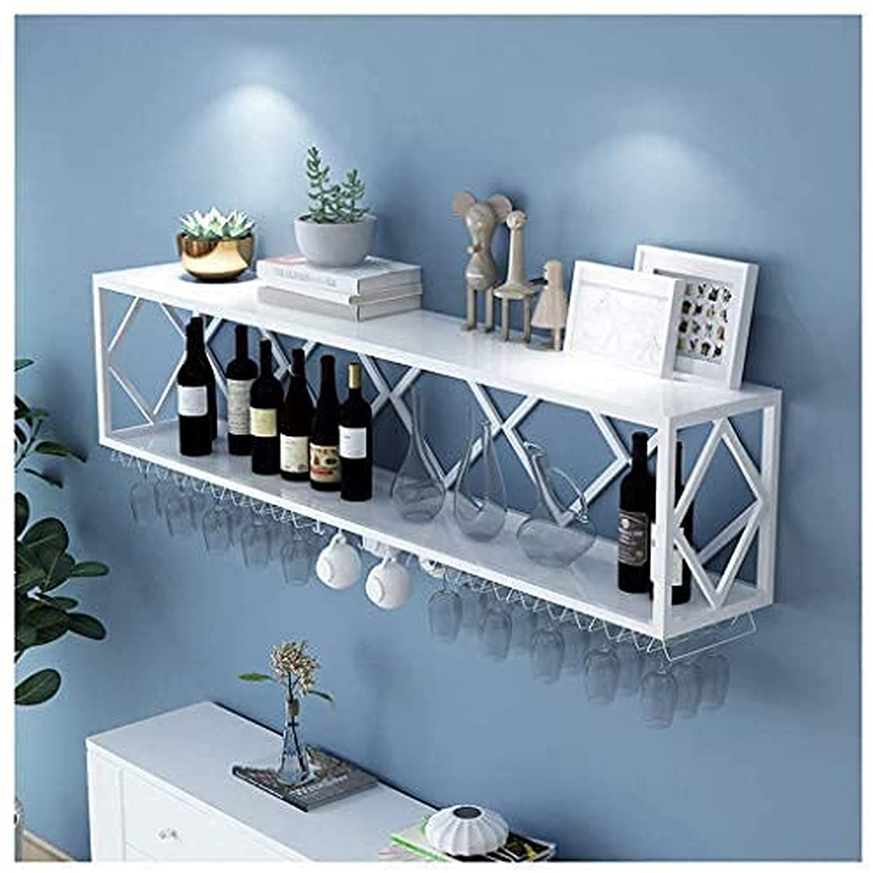 Casier à vin plafond industriel avec porte-verre suspendu pour bar et maison