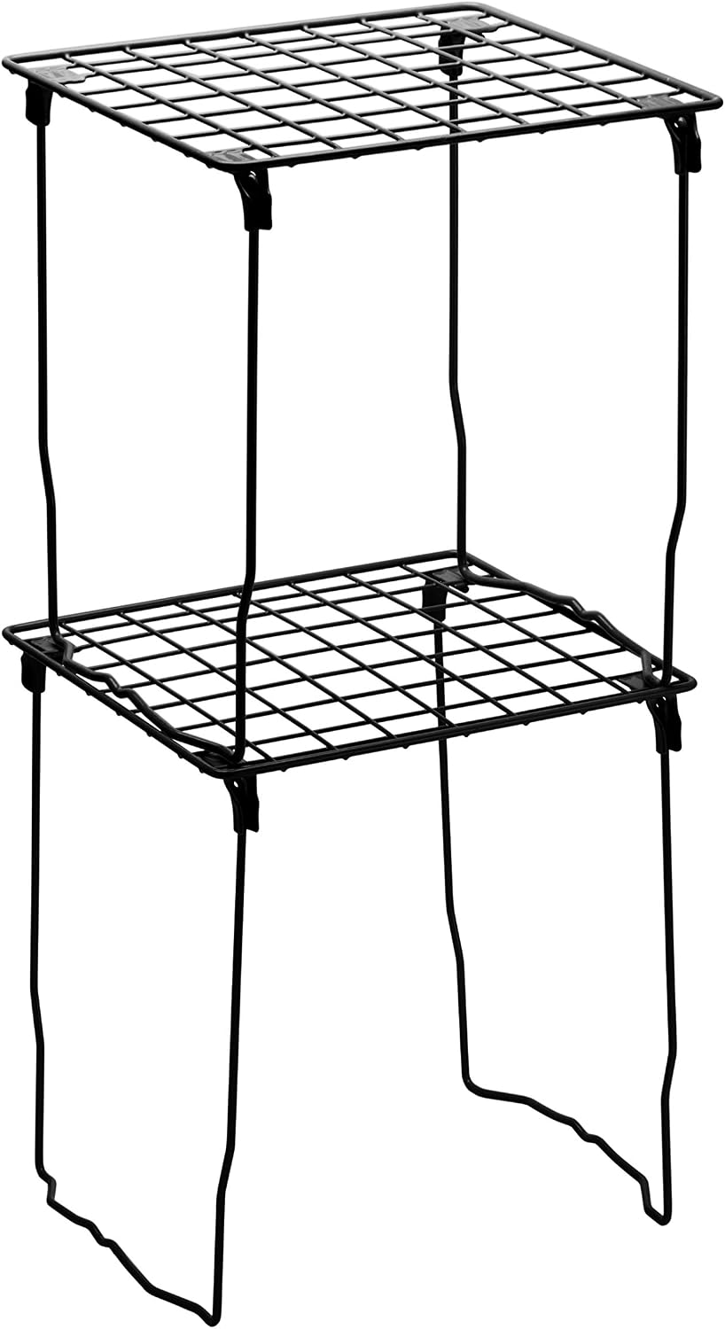 LockerMate Stac-A-Shelf Locker Organizer Shelf, Stackable, Extra Tall, Fits Standard Size School Lockers, Black