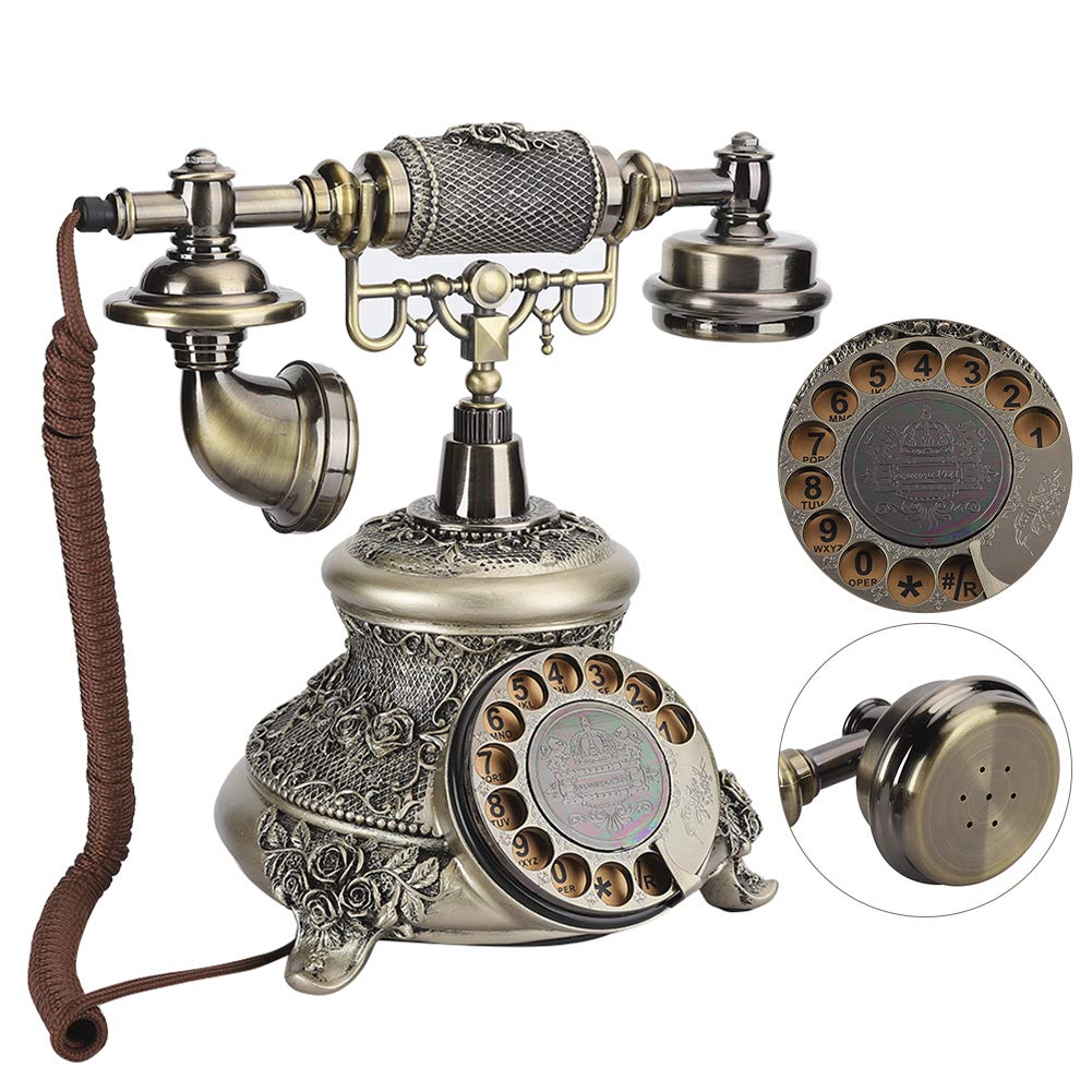 Teléfono Retro Teléfono Antiguo de línea Fija de la Vendimia Placa giratoria clásica Dial Teléfono de rotación para el hogar