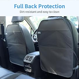 Viaviat Car Seat Protector Large Kick Mat 2 Pack Durable Water Resistant Auto Seat Back Covers with 2 Mesh Pockets Protection Against Dust Mud Scratches (Dark Gray, 2-Pack)