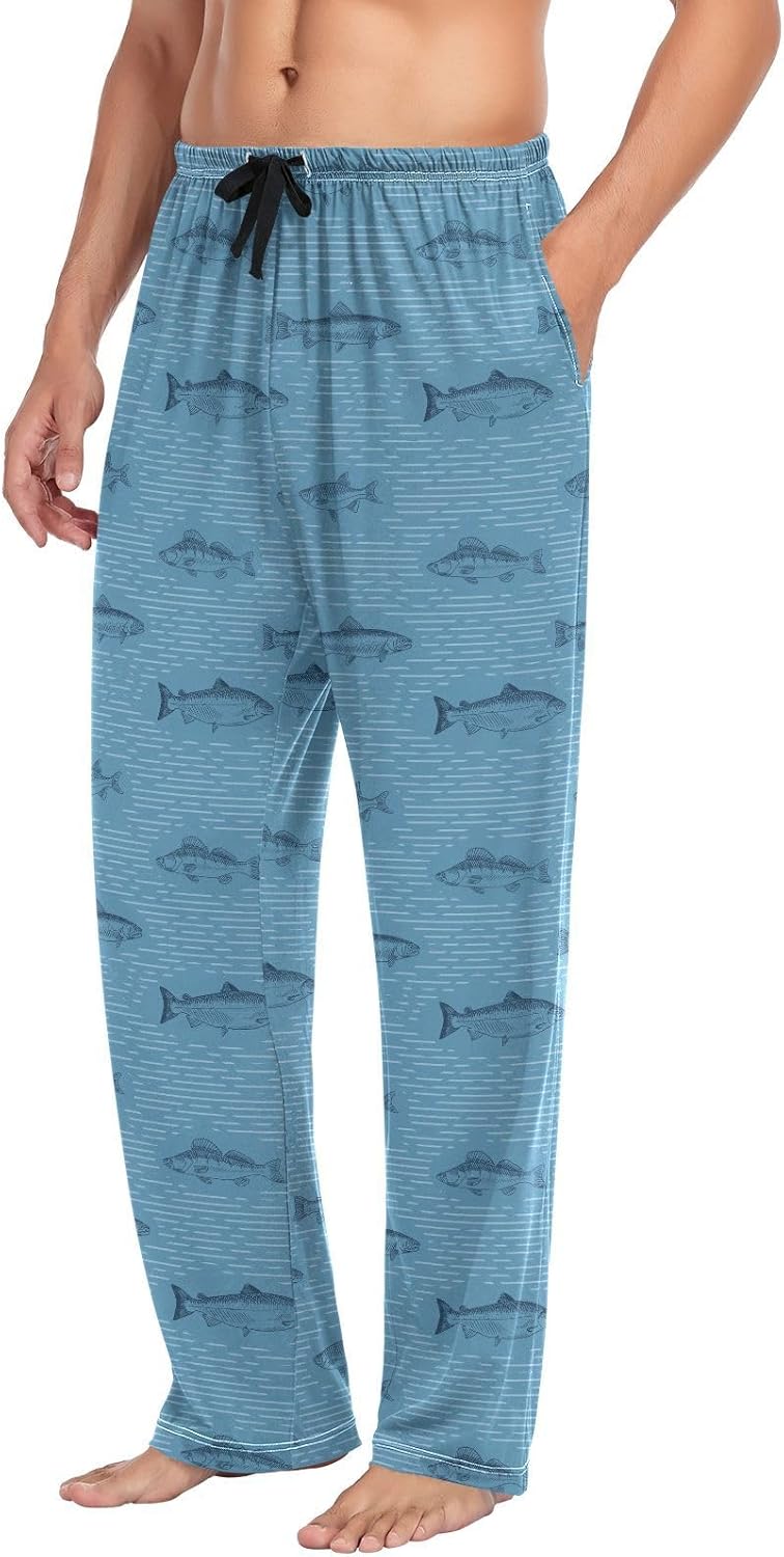 vvfelixl Mens Pajama Pants Fishes Men's Pajama Bottoms Sleep Lounge Pj Pants for Men With Drawstring Pockets S - Image 3