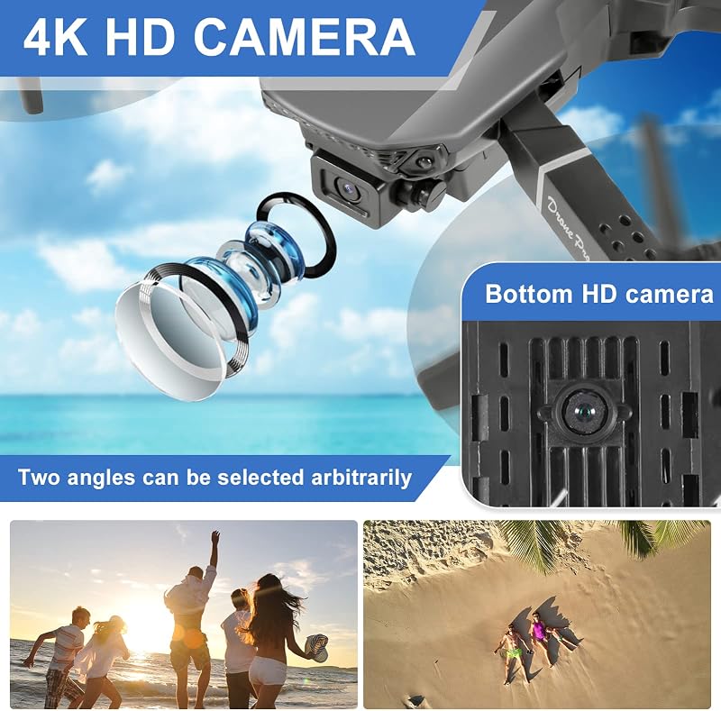 Aenxwa 4K HD Drón Kamerával - WiFi FPV Élő Közvetítés, 2 Akkumulátor, Hosszú Repülési Idő, Akadálykerülés, Kezdőknek és Gyerekeknek
AI: I'v