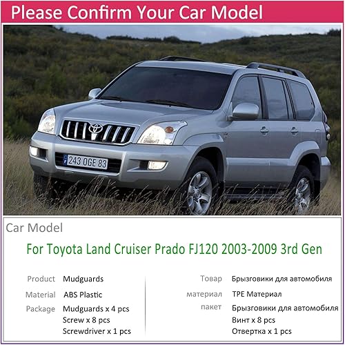 Miniatura 3 de AULTIS Mudflap Compatible with Toyota Land Cruiser Prado LC120 FJ120 120 20032009 Fender Mud Guard Splash Flap Mudguard Accessories 2004 2005 200