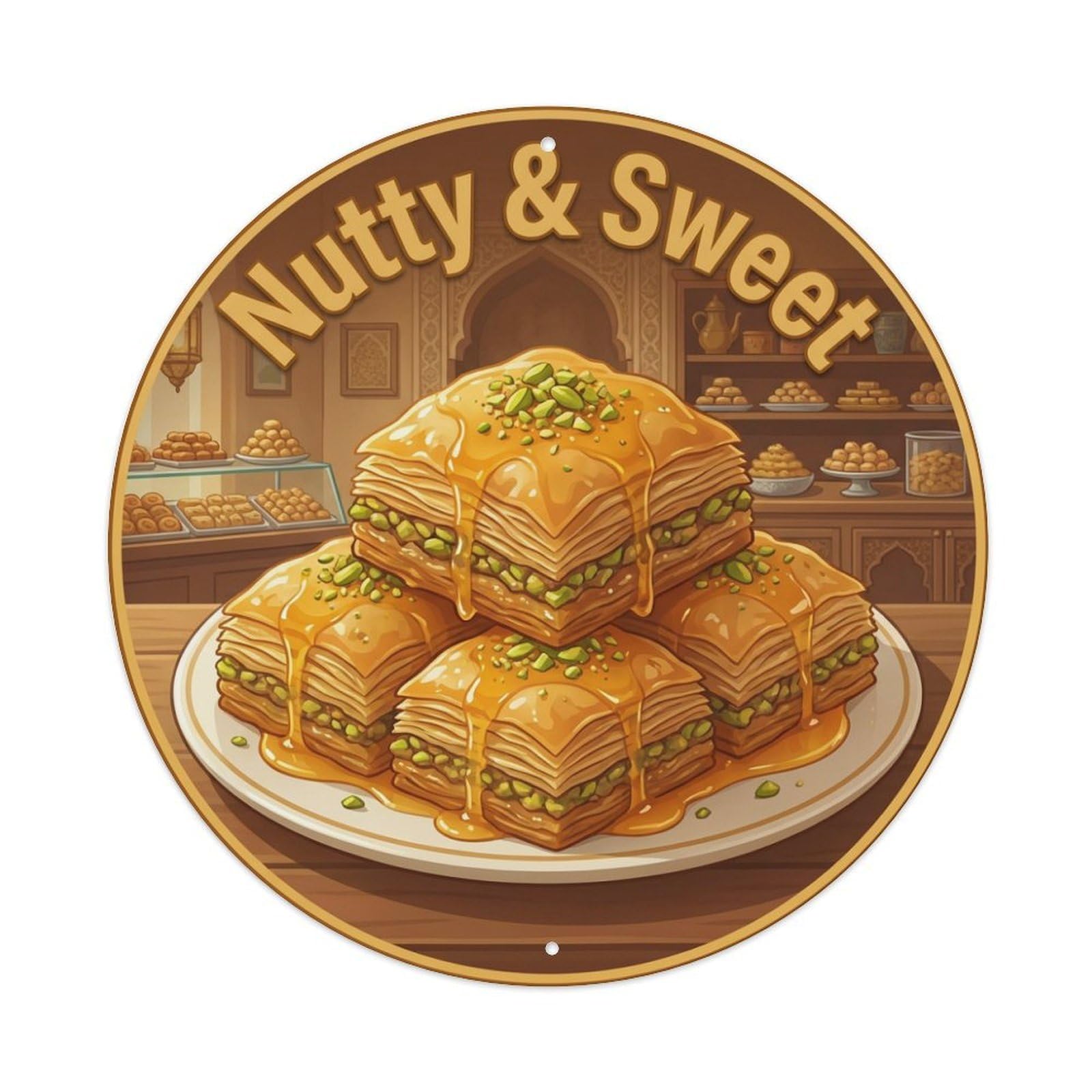 Metal Tin Sign Baklava Honey Gourmet Food