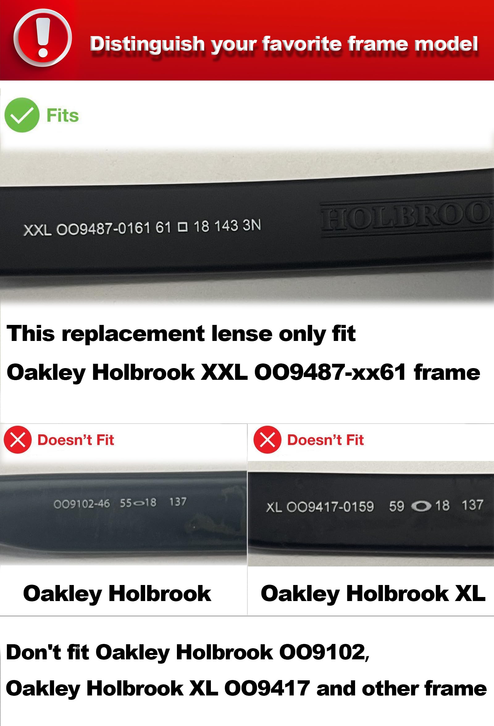 Lentes de repuesto polarizadas antirreflectantes para gafas de sol Oakley Holbrook XXL OO9487
