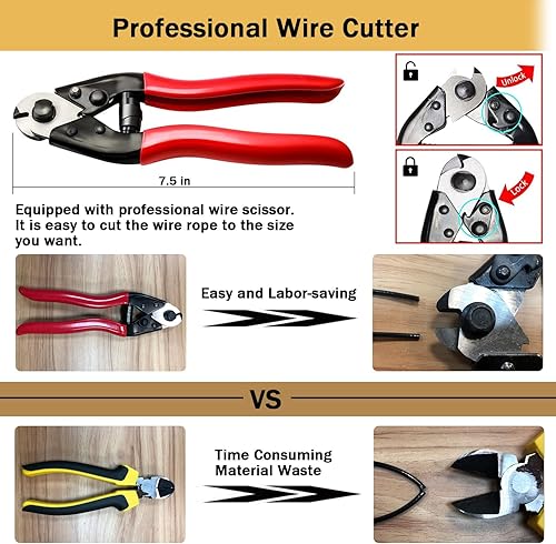 Miniatura 7 de Bernoi - Kit de suspensión de luces para exteriores, cable guía de luz para exteriores, cuerda de alambre 304 de acero inoxidable recubierta de 170
