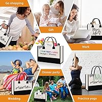 Vista 2 de Bolsa de lona para mujer, bolsa de regalo personalizada, adecuada para bodas, cumpleaños, playa, vacaciones (mamá mamá), Mamá Me gusta