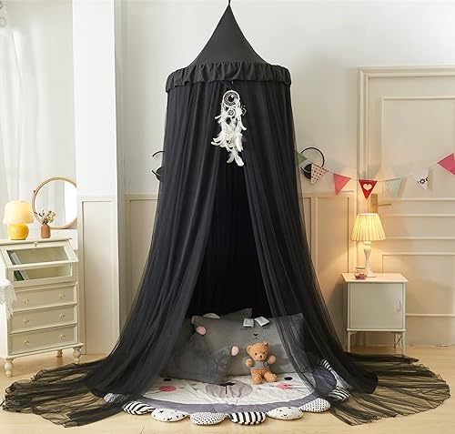 Miniatura 5 de Toldo de cama para niñas, diseño de princesa con cúpula redonda de ensueño, mosquitera de ensueño, para habitación de niñas, castillo, tienda de